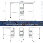 Table de bricolage réglable en hauteur avec étagères de rangement, table de découpe pliante mobile pour la maison, le bureau, la salle de couture, la salle d'artisanat