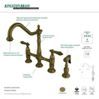 Robinet de cuisine Kingston Brass Heritage Bridge avec douchette en laiton