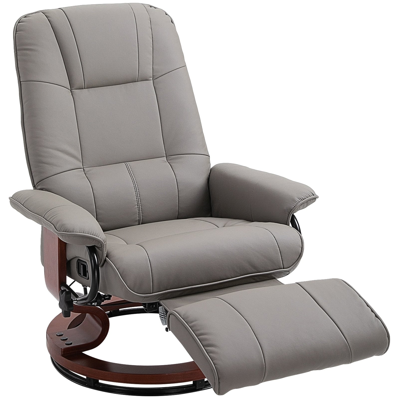 Fauteuil inclinable pivotant manuel réglable en similicuir HomCom avec repose-pieds confortable et relaxant