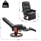 Fauteuil inclinable pivotant manuel réglable en similicuir HomCom avec repose-pieds confortable et relaxant