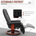 Fauteuil inclinable pivotant manuel réglable en similicuir HomCom avec repose-pieds confortable et relaxant