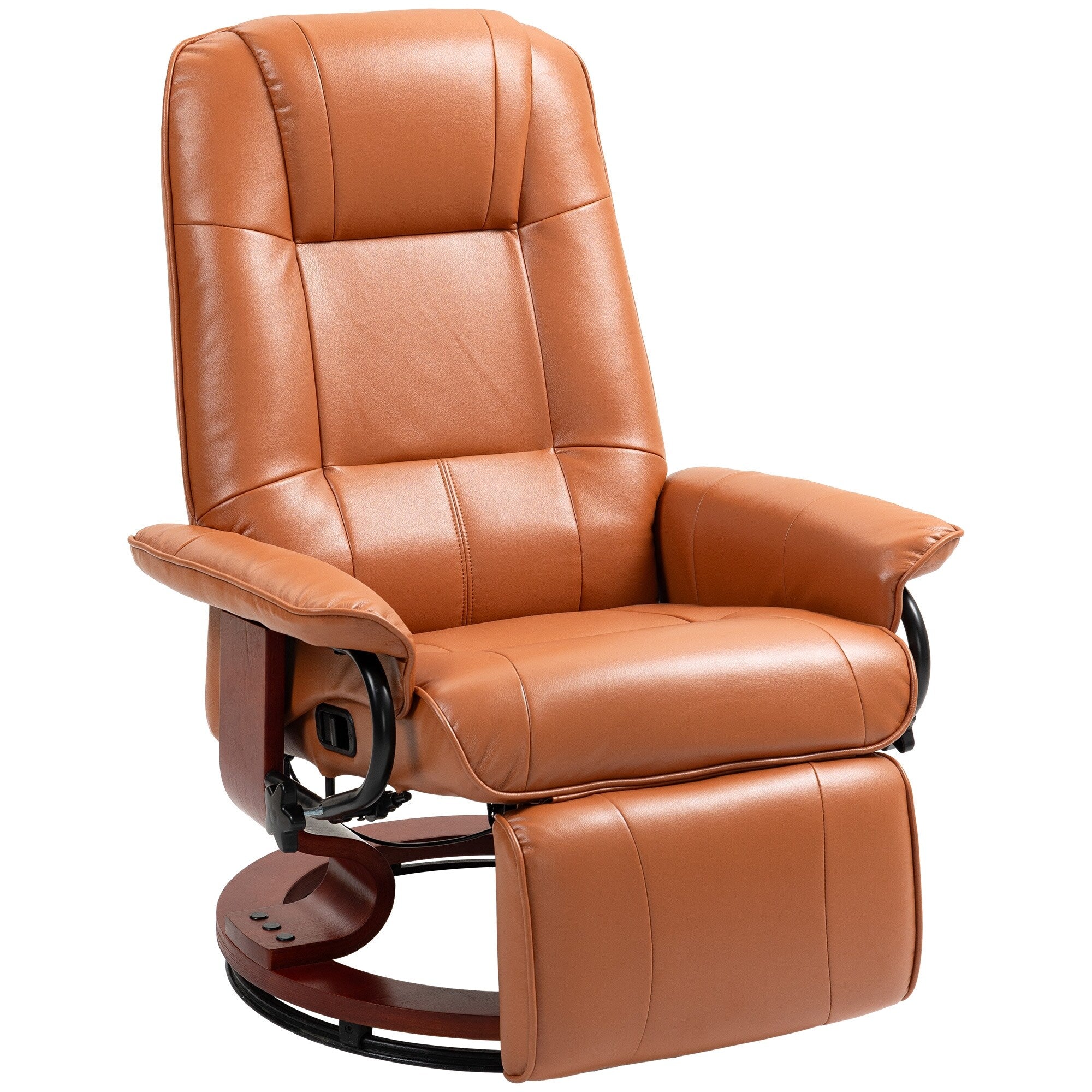 Fauteuil inclinable pivotant manuel réglable en similicuir HomCom avec repose-pieds confortable et relaxant