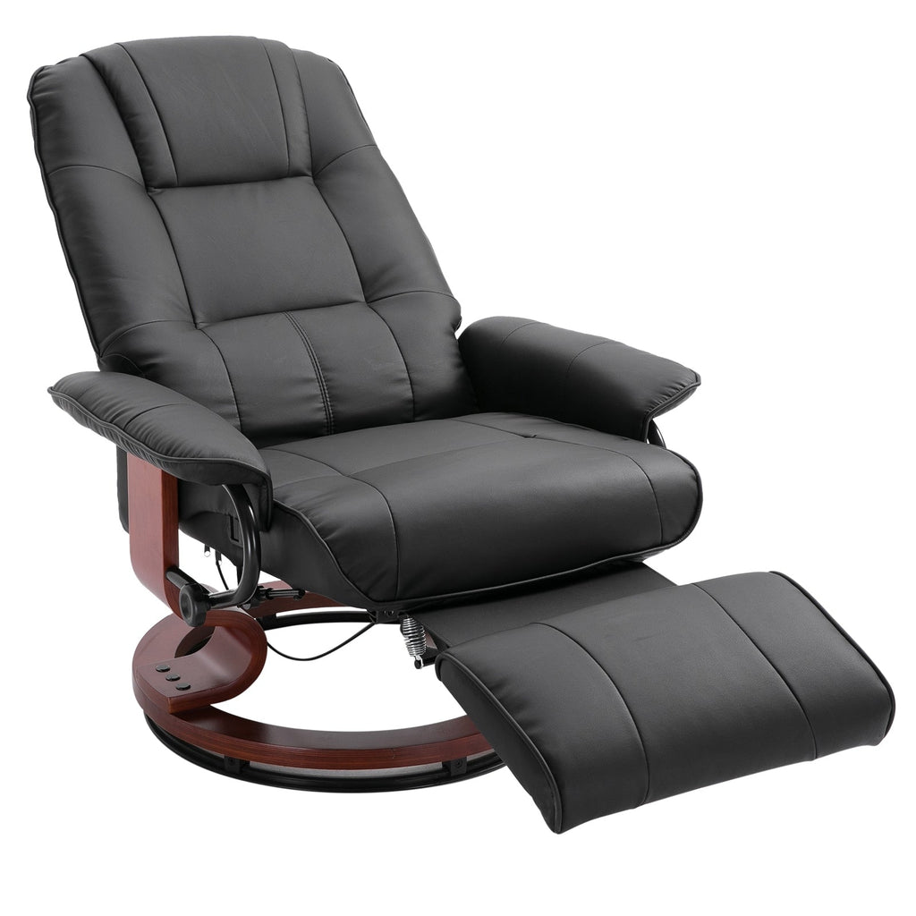 Fauteuil inclinable pivotant manuel réglable en similicuir HomCom avec repose-pieds confortable et relaxant