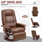 Fauteuil inclinable pivotant manuel réglable en similicuir HomCom avec repose-pieds confortable et relaxant