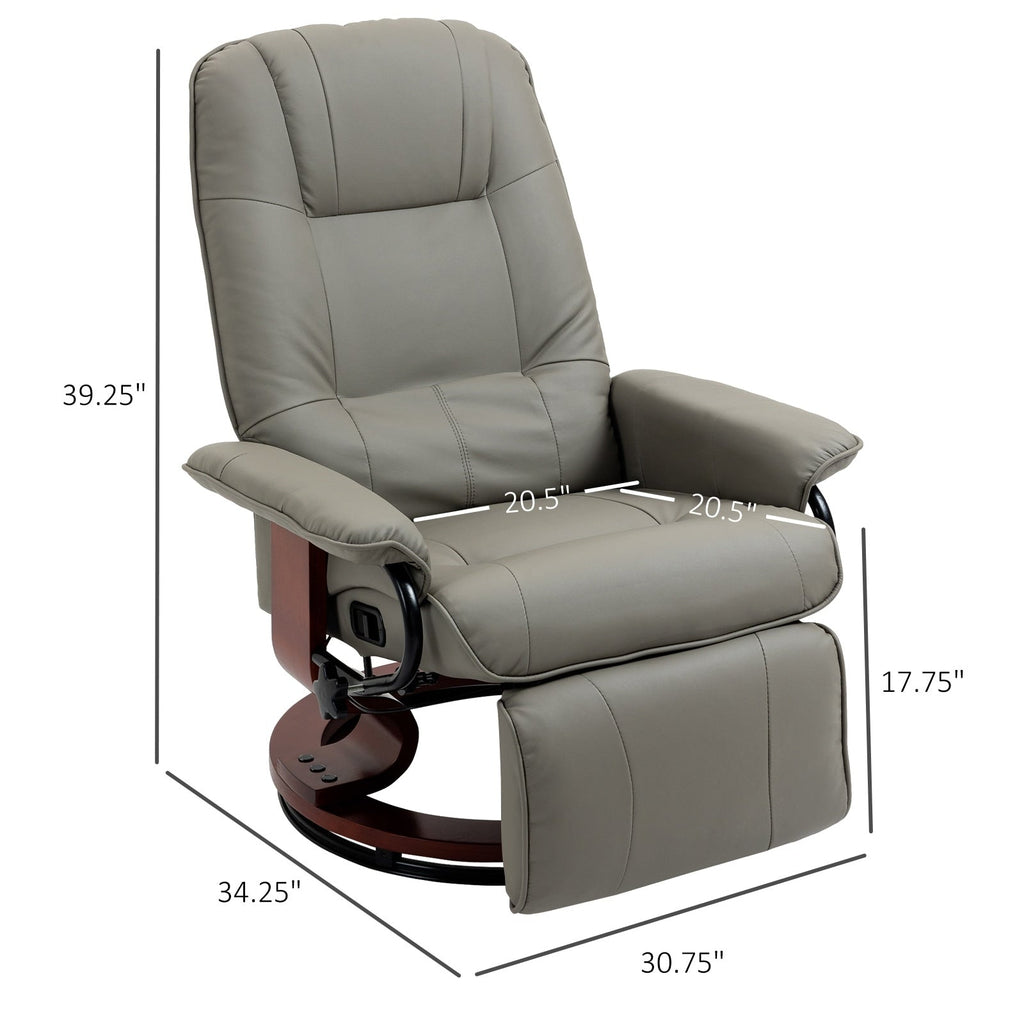 Fauteuil inclinable pivotant manuel réglable en similicuir HomCom avec repose-pieds confortable et relaxant