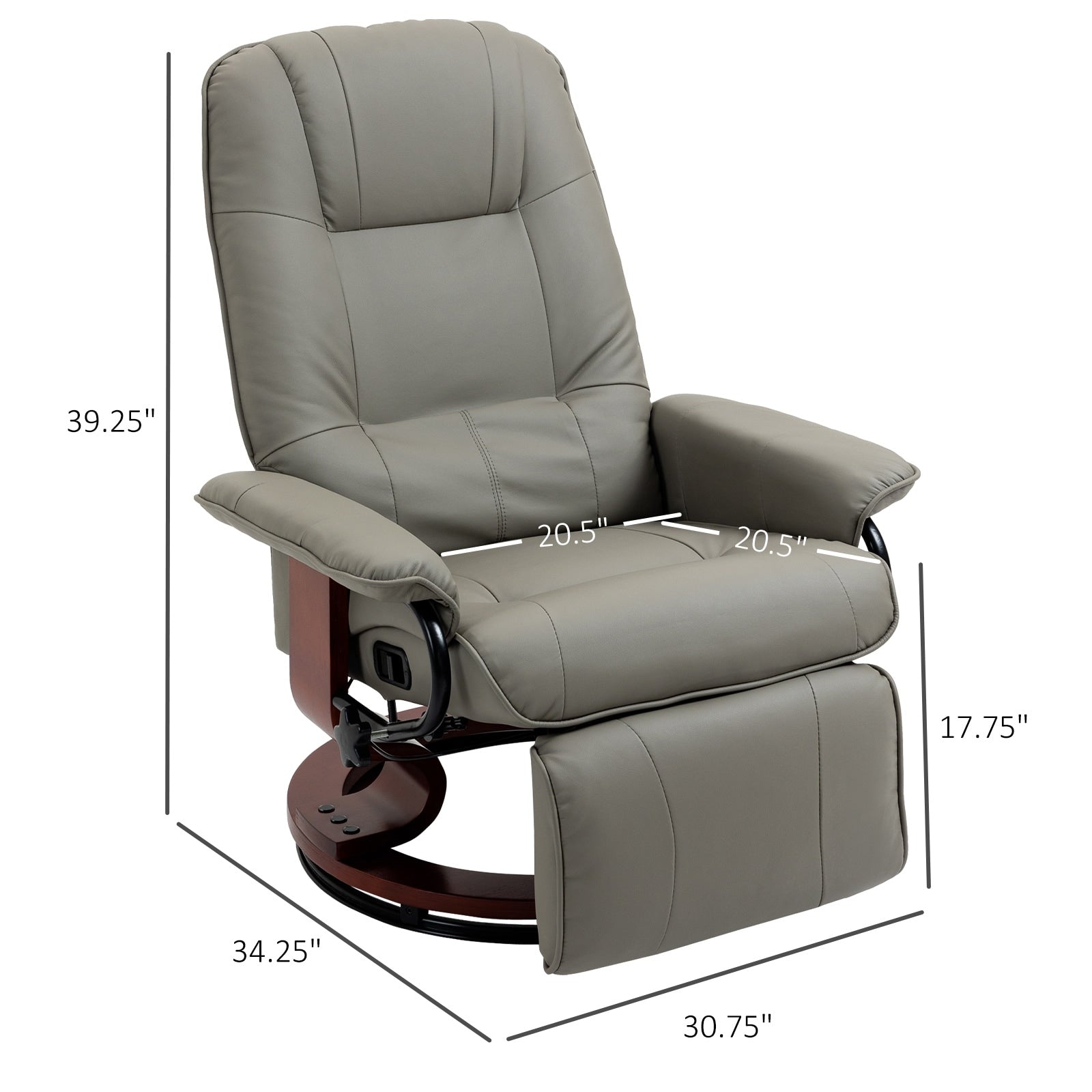 Fauteuil inclinable pivotant manuel réglable en similicuir HomCom avec repose-pieds confortable et relaxant