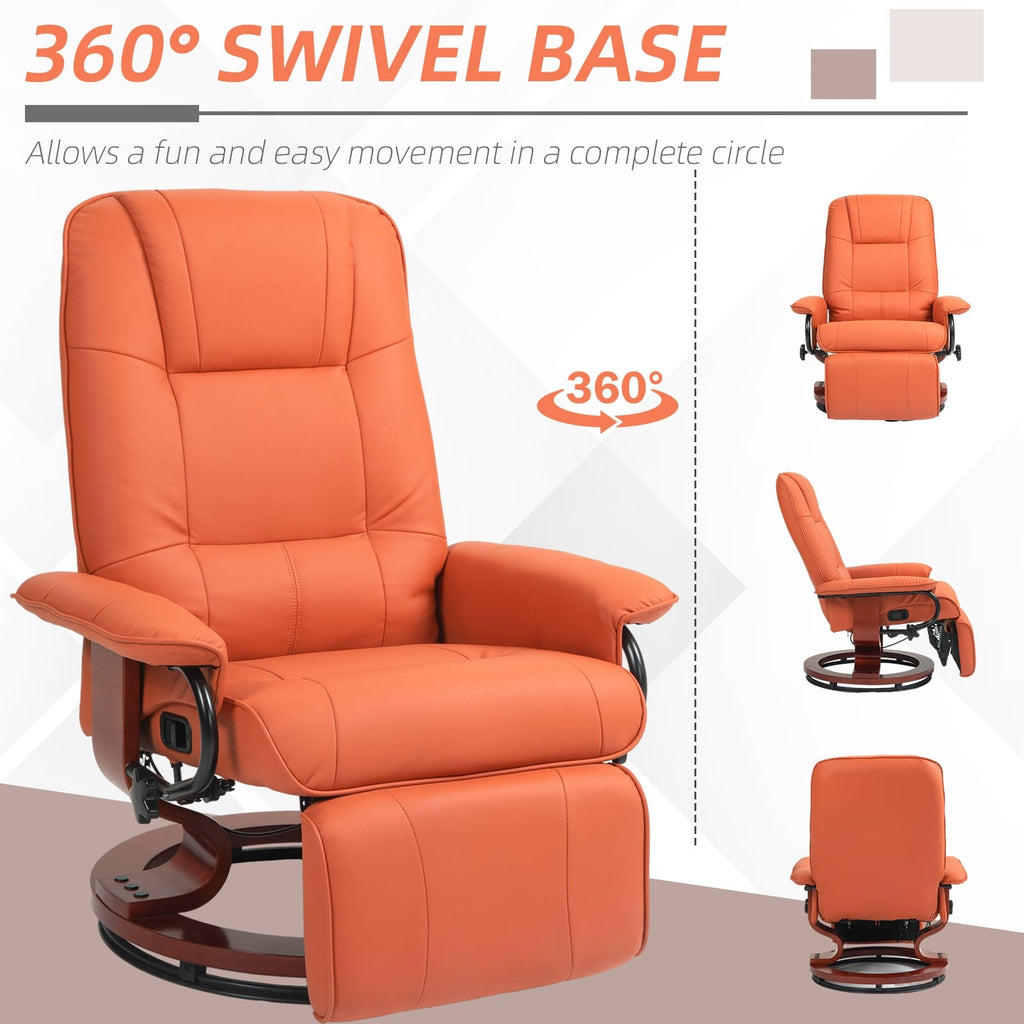 Fauteuil inclinable pivotant manuel réglable en similicuir HomCom avec repose-pieds confortable et relaxant