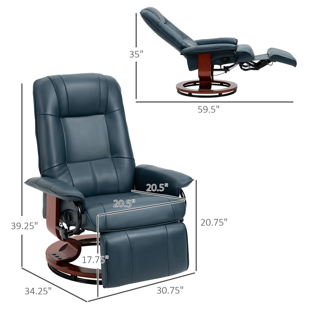 Fauteuil inclinable pivotant manuel réglable en similicuir HomCom avec repose-pieds confortable et relaxant