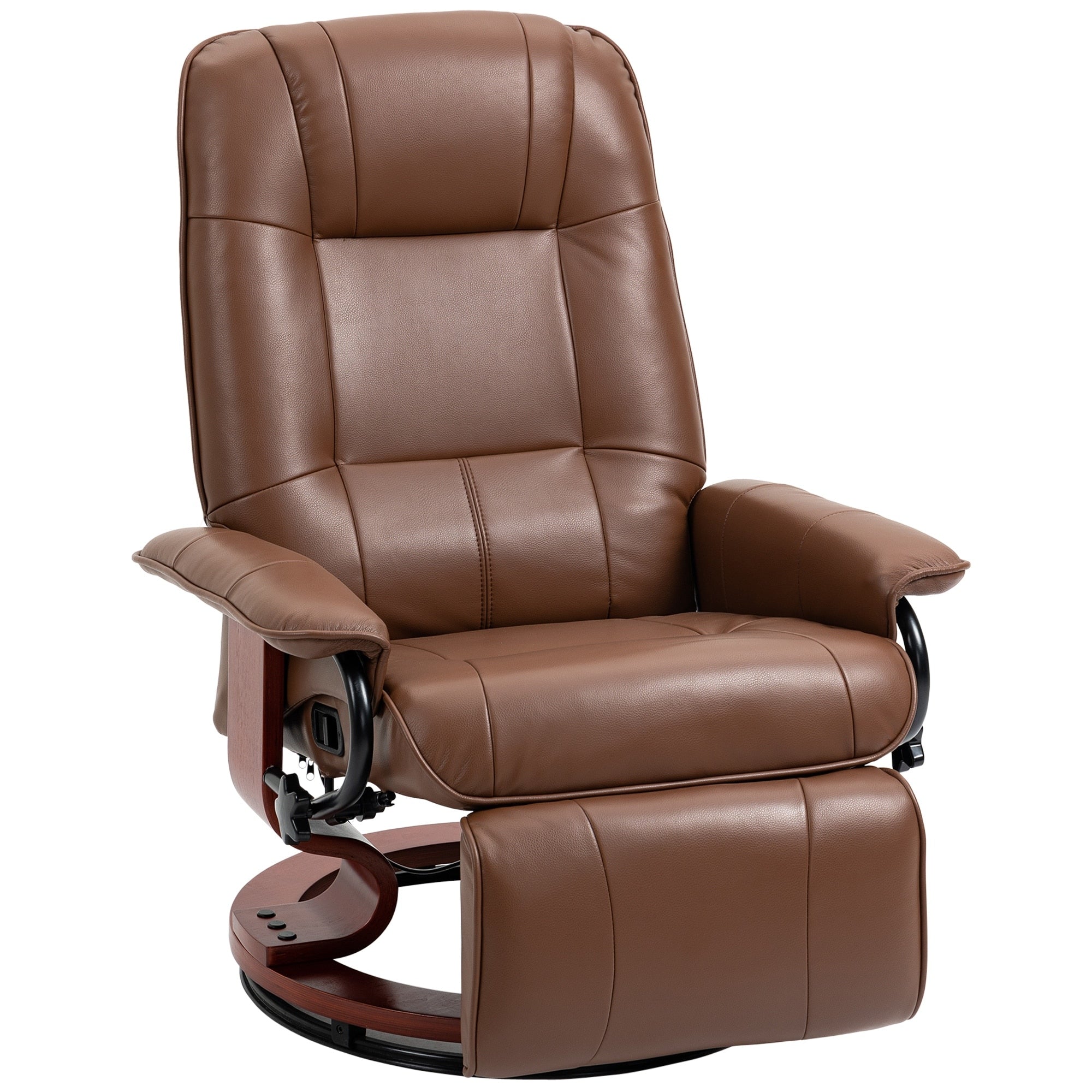 Fauteuil inclinable pivotant manuel réglable en similicuir HomCom avec repose-pieds confortable et relaxant