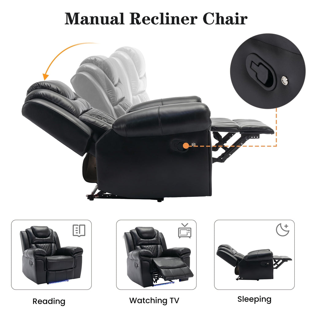 Fauteuil inclinable manuel pour cinéma maison avec rangement escamotable