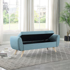 Banc de rangement moderne en sherpa avec pieds en bois HomePop