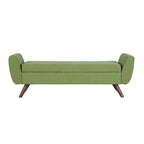 Banc de rangement moderne en sherpa avec pieds en bois HomePop