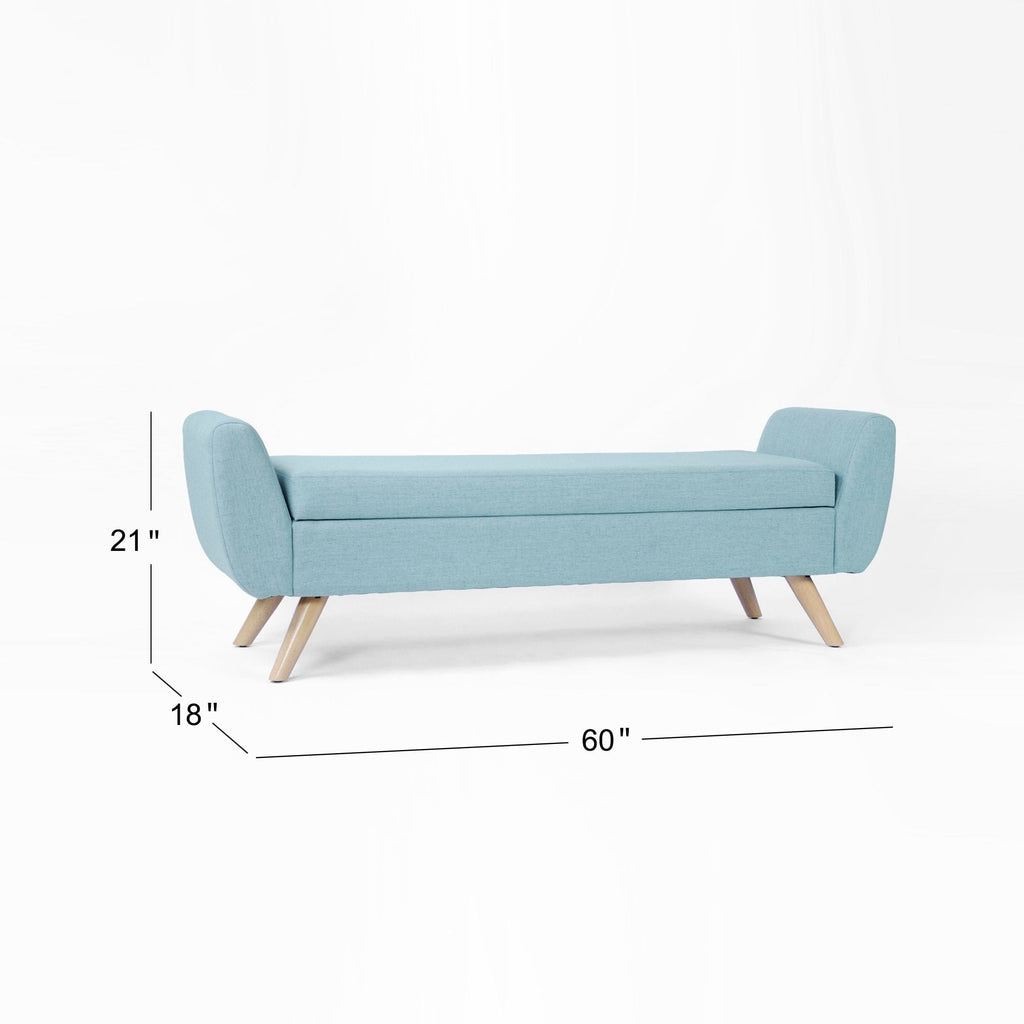 Banc de rangement moderne en sherpa avec pieds en bois HomePop