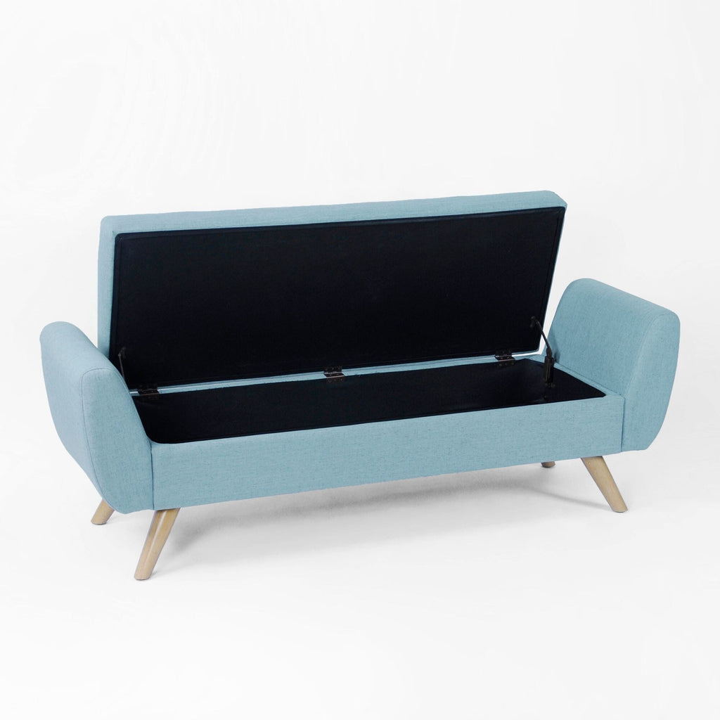 Banc de rangement moderne en sherpa avec pieds en bois HomePop