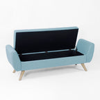 Banc de rangement moderne en sherpa avec pieds en bois HomePop