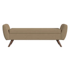 Banc de rangement moderne en sherpa avec pieds en bois HomePop