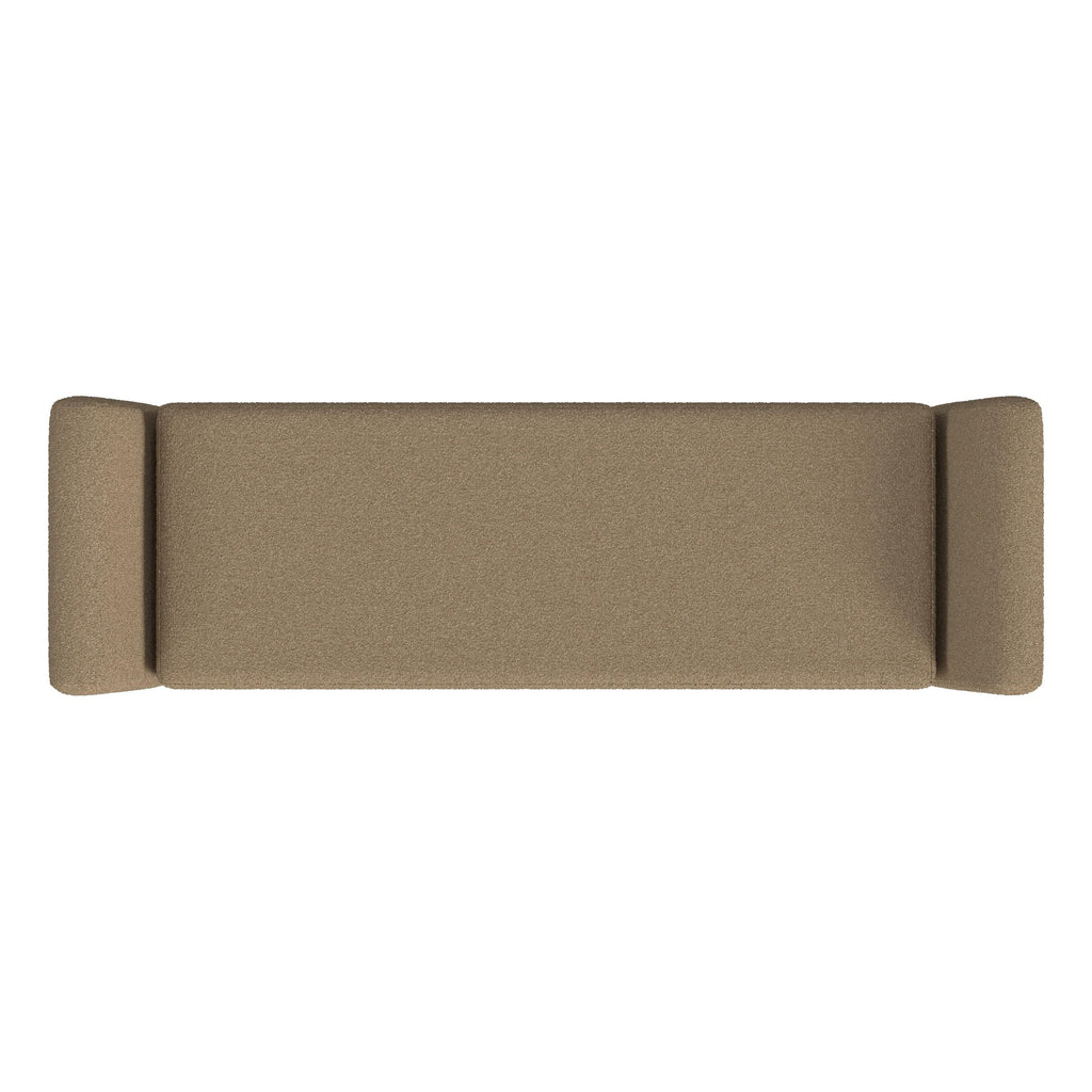 Banc de rangement moderne en sherpa avec pieds en bois HomePop