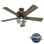 Ventilateur de plafond intérieur/extérieur Hunter 52 Canyon Ridge, éclairage LED, télécommande portable - Style campagnard, rustique, industriel
