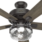 Ventilateur de plafond intérieur/extérieur Hunter 52 Canyon Ridge, éclairage LED, télécommande portable - Style campagnard, rustique, industriel