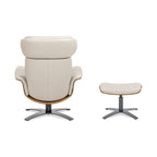 Fauteuil inclinable Jovan 31,5 en cuir véritable avec pouf