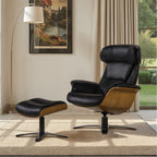 Fauteuil inclinable Jovan 31,5 en cuir véritable avec pouf