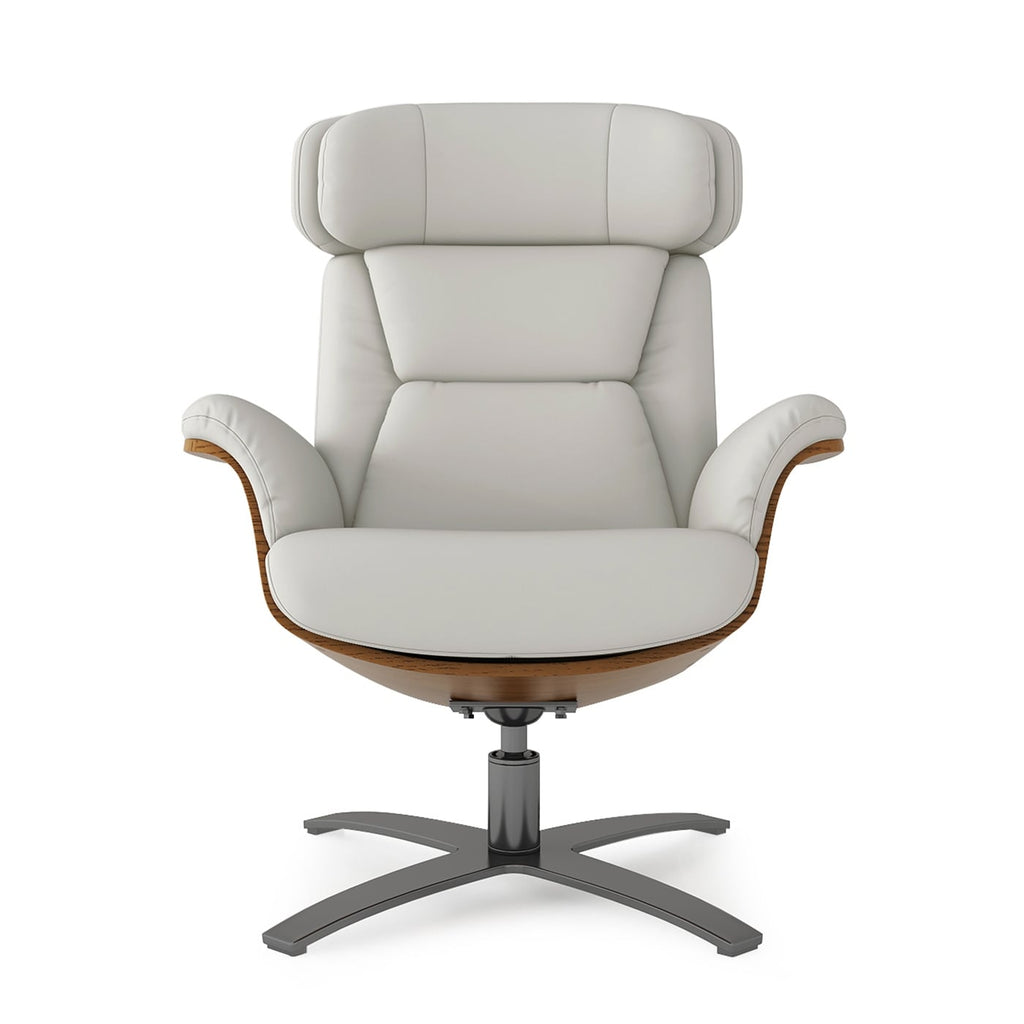 Fauteuil inclinable Jovan 31,5 en bois courbé et cuir véritable