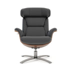 Fauteuil inclinable Jovan 31,5 en bois courbé et cuir véritable