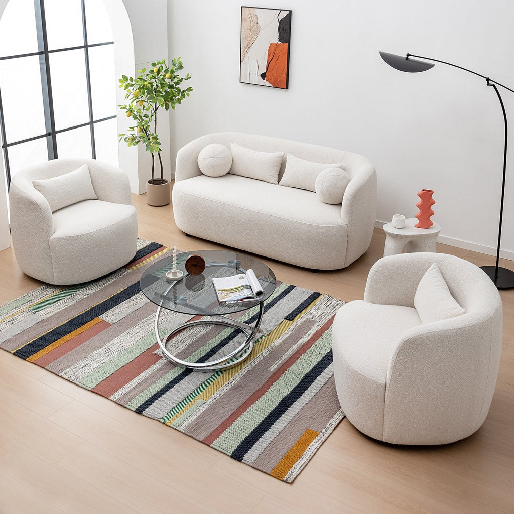 Causeuse 2 places rembourrée KINWELL Boucle avec oreillers