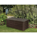Coffre de rangement extérieur Keter Westwood en résine durable, grand format, 150 gallons, pour meubles et fournitures, marron