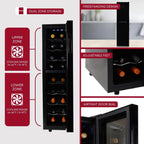 Réfrigérateur à vin autonome Koolatron Slim à deux zones pour 18 bouteilles