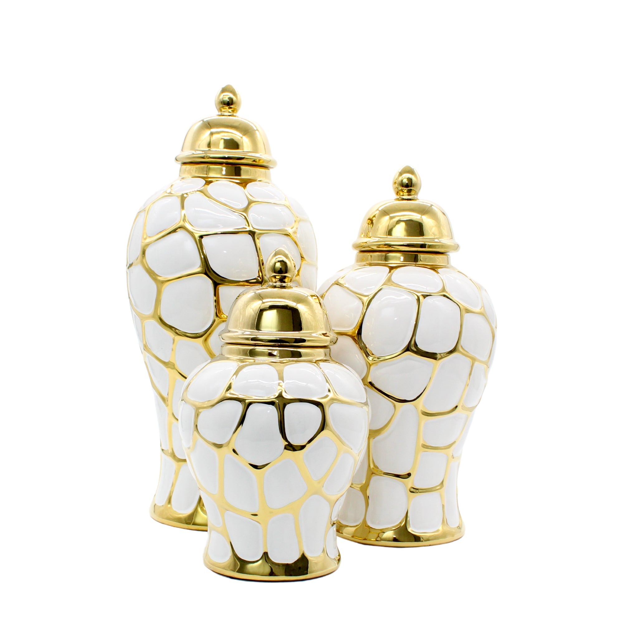 Petit pot à gingembre incurvé avec détails dorés