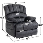 Grand fauteuil inclinable manuel pour adulte, canapé inclinable simple en tissu confortable, fauteuil inclinable rembourré pour salon