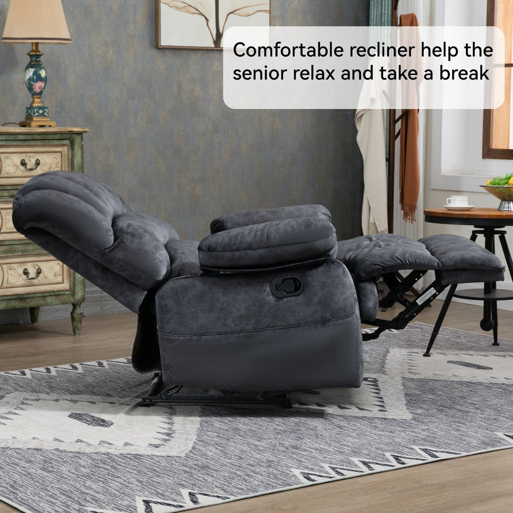 Grand fauteuil inclinable manuel pour adulte, canapé inclinable simple en tissu confortable, fauteuil inclinable rembourré pour salon