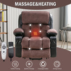Grand fauteuil inclinable électrique avec chauffage et massage 8 points - Télécommande, port USB