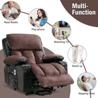Grand fauteuil inclinable électrique avec chauffage et massage 8 points - Télécommande, port USB