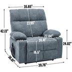 Fauteuil inclinable électrique Lazy Boy à double moteur en chenille avec massage et chauffage lombaire, deux porte-gobelets, gris-bleu