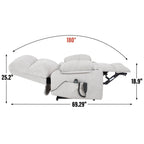 Fauteuil inclinable électrique Lazy Boy à double moteur en chenille avec massage et chauffage lombaire, deux porte-gobelets, gris-bleu