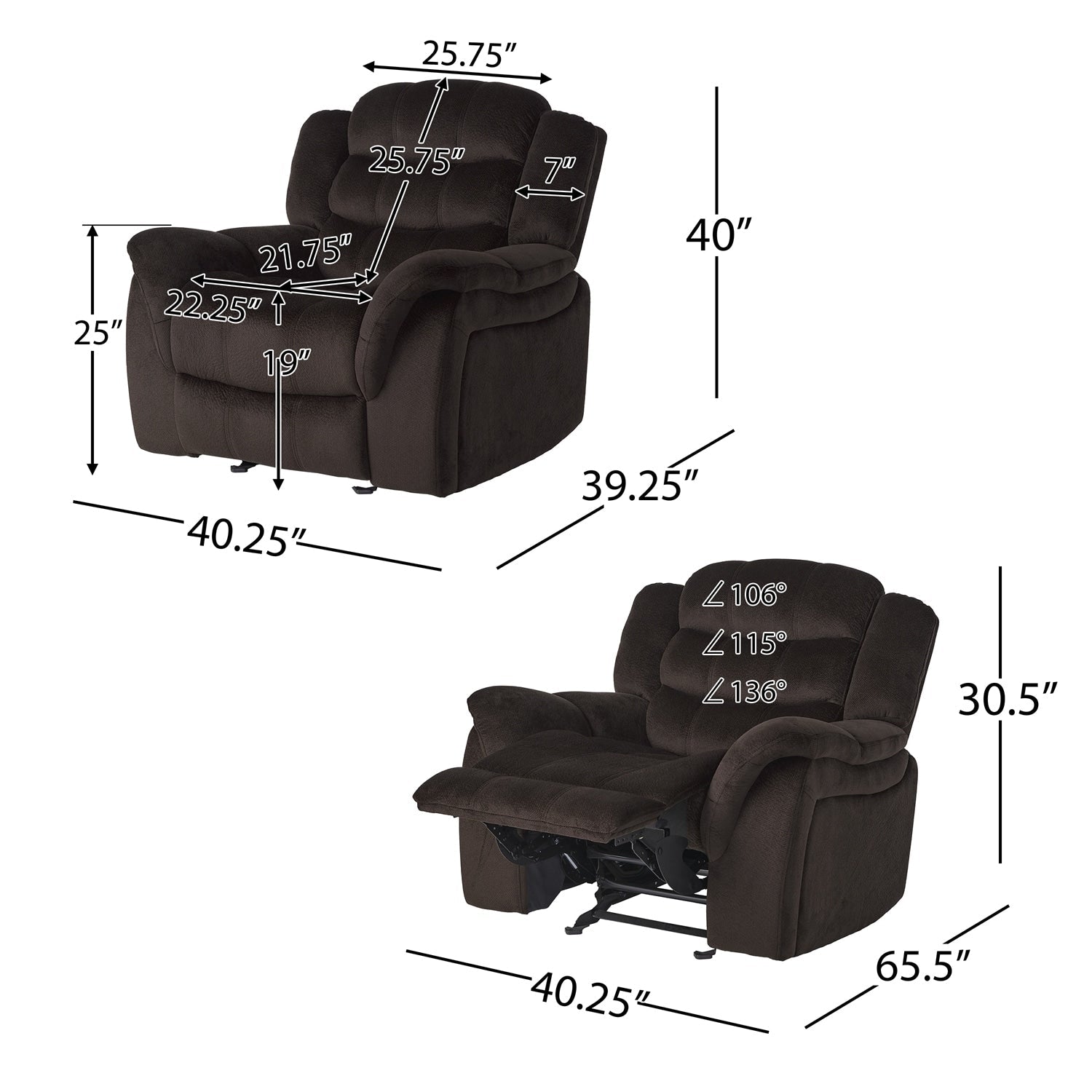 Fauteuil inclinable surdimensionné et luxueux pour une détente ultime