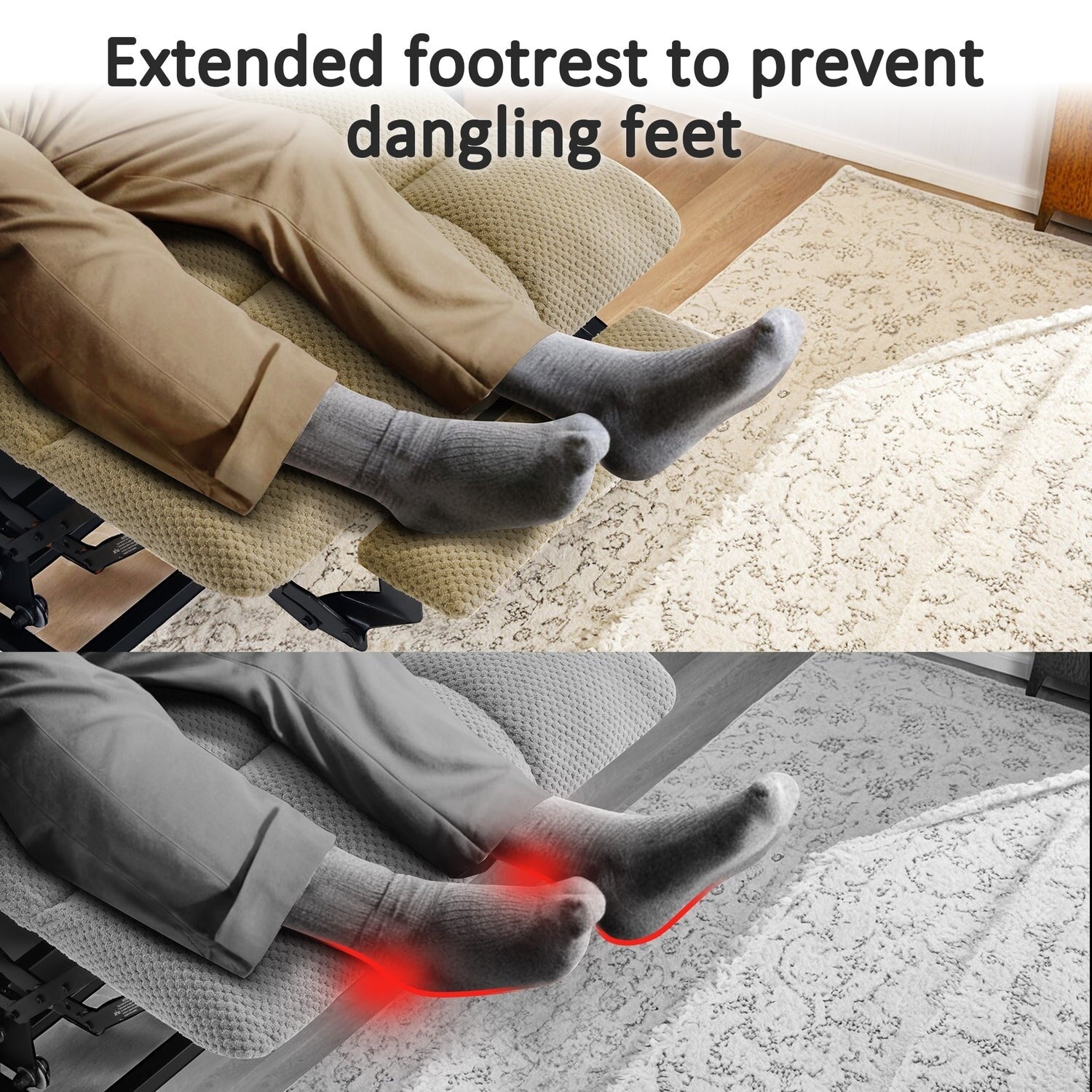 Fauteuil inclinable électrique à double moteur MCombo, grand format, avec massage et double chauffage, pour personnes âgées de grande taille, tissu R7635