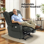 Fauteuil inclinable électrique à double moteur MCombo, grand format, avec massage et double chauffage, pour personnes âgées de grande taille, tissu R7635
