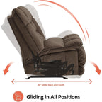 Fauteuil inclinable à bascule électrique surdimensionné MCombo à double moteur, sans accoudoirs, idéal pour le salon, tissu PR607