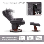 Ensemble de 2 fauteuils inclinables pivotants avec pouf et coussin de nuque, tissu chenille