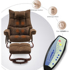 Ensemble de 2 fauteuils inclinables pivotants avec pouf et coussin de nuque, tissu chenille