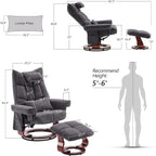Ensemble de 2 fauteuils inclinables pivotants avec pouf et coussin de nuque, tissu chenille