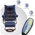 Ensemble de 2 fauteuils inclinables pivotants avec pouf et coussin de nuque, tissu chenille