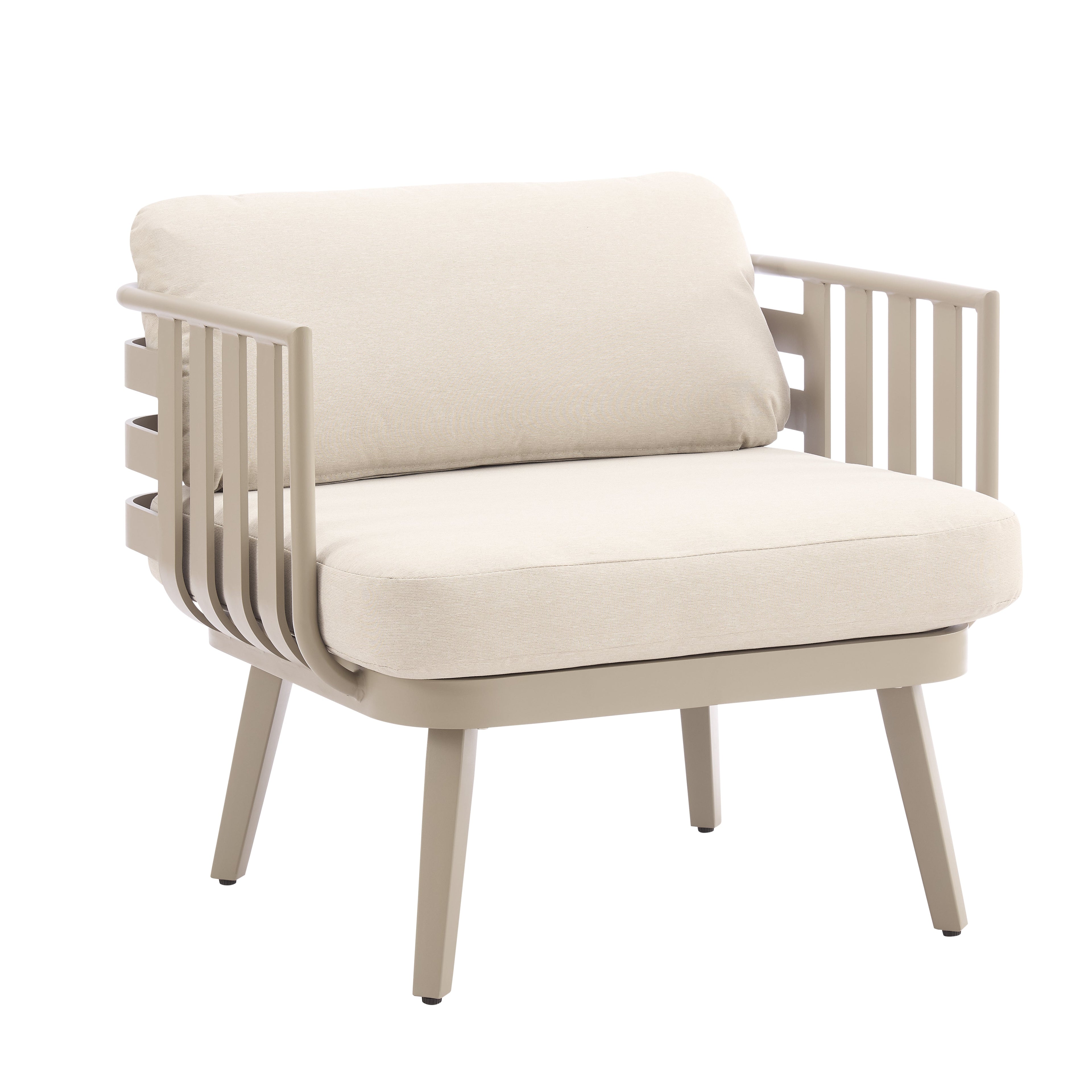 Salon de jardin 5 places en aluminium beige Venice avec coussins beiges