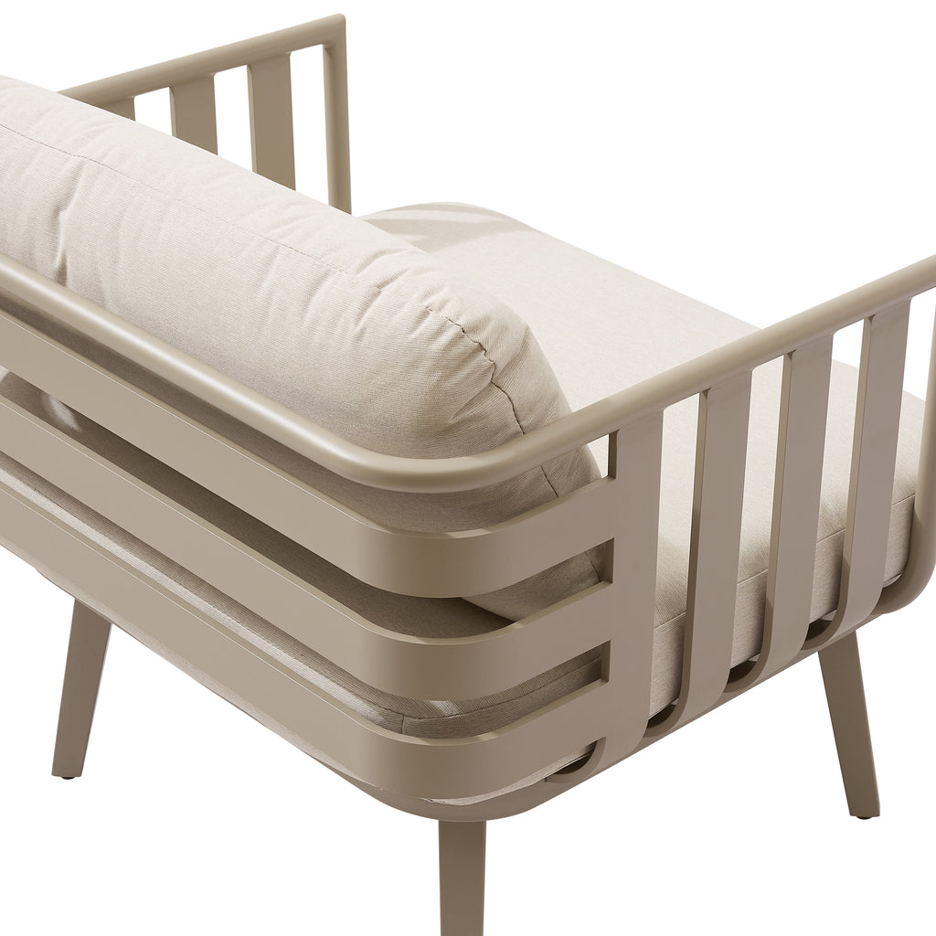 Salon de jardin 5 places en aluminium beige Venice avec coussins beiges