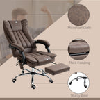 Fauteuil de bureau ergonomique de massage en microfibre, dossier haut, inclinable, chauffant, repose-pieds et télécommande