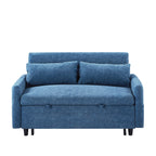 Canapé-lit 2 places moderne en microfibre avec dossier réglable, poches de rangement, 2 oreillers moelleux et ports USB.