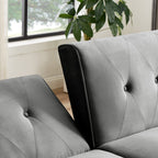 Canapé-lit futon moderne, canapé-lit convertible avec pieds fuselés en bois, 78,35 l, petit canapé à dossier divisé pour salon